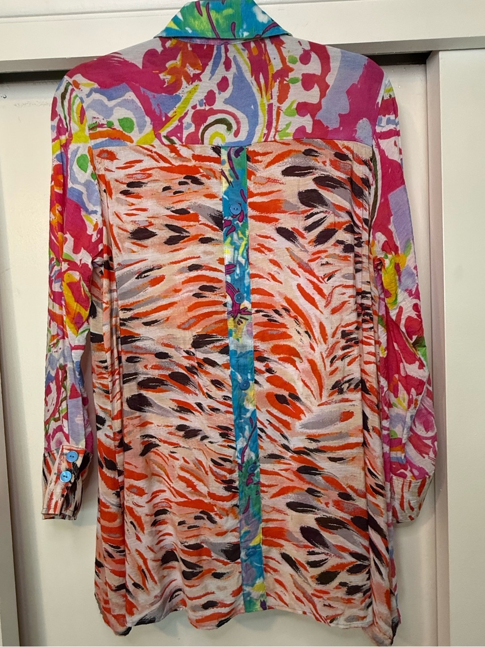 Colorful Abstract Print Button-Down Shirt - Multicolor - Picture 7 of 8